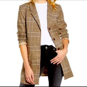 BB Dakota Brown Check/Plaid Boyfriend Jacket M